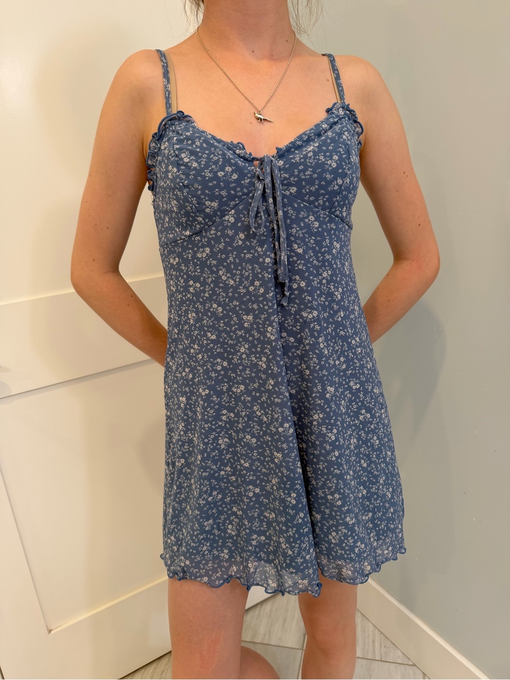 American Eagle Blue Floral Mini Dress XS